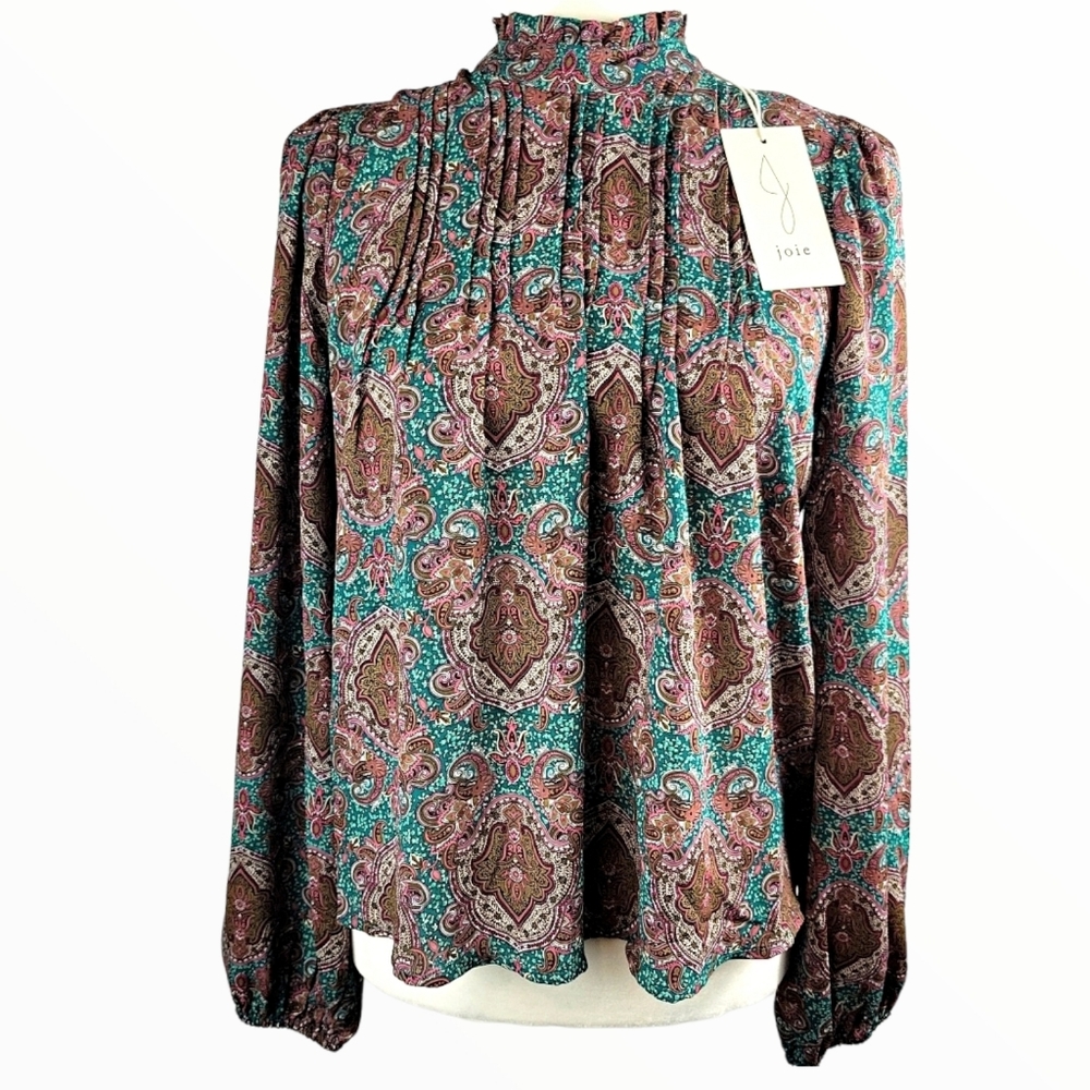 Joie Mock Neck Paisley Blouse Nwt Xsmall